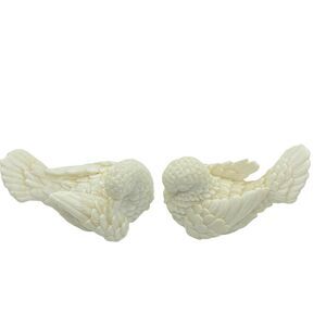 Carved Birds Italian Distressed Decorative Figurines Set Of 2 Mica Alabaster